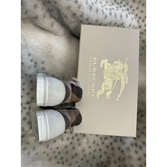 Burberry Scarpa Tennis Sneakers - Toddler Size 19 Light Trench Plaid Canvas - Picture 9 of 10